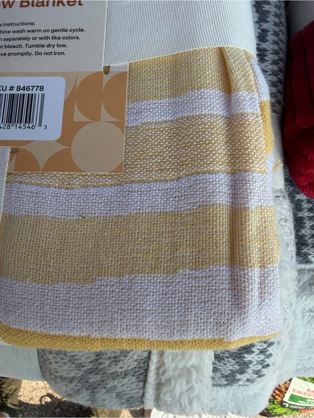 Yellow & White Bamboo Throw Blanket – Soft Fringe Throw